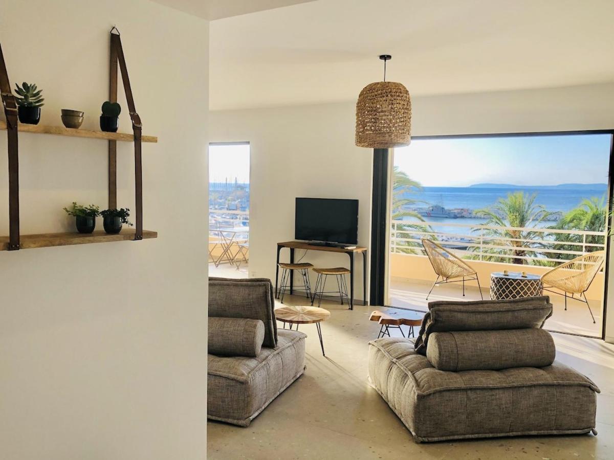 לה לבאנדו Appartement T3 Lumineux Traversant Totalement Neuf En Face De La Plage Front De Mer Vue Sur Les Iles Vue Mer Panoramique Assuree Residence De La Plage Centre Ville Du Lavandou 3Eme Etage Avec Ascenseur Appartement T3 מראה חיצוני תמונה
